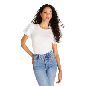 Z SUPPLY Modal White Ruffle Sleeve Women's Top Size Small